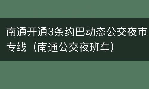 南通开通3条约巴动态公交夜市专线（南通公交夜班车）