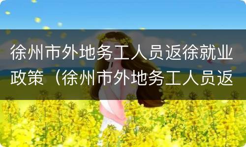 徐州市外地务工人员返徐就业政策（徐州市外地务工人员返徐就业政策文件）