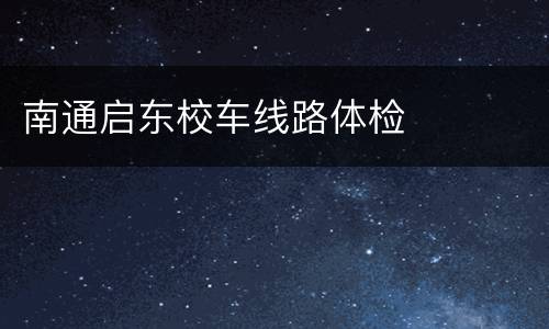 南通启东校车线路体检