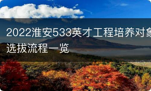 2022淮安533英才工程培养对象选拔流程一览