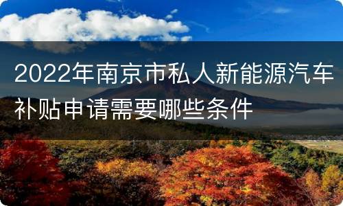 2022年南京市私人新能源汽车补贴申请需要哪些条件
