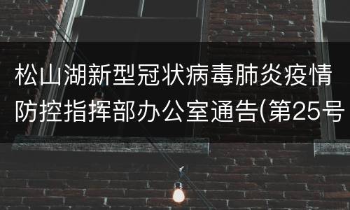 松山湖新型冠状病毒肺炎疫情防控指挥部办公室通告(第25号)