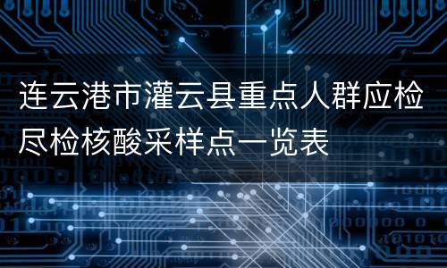 连云港市灌云县重点人群应检尽检核酸采样点一览表