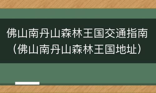 佛山南丹山森林王国交通指南（佛山南丹山森林王国地址）