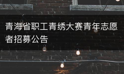 青海省职工青绣大赛青年志愿者招募公告