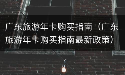 广东旅游年卡购买指南（广东旅游年卡购买指南最新政策）