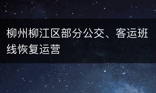 柳州柳江区部分公交、客运班线恢复运营
