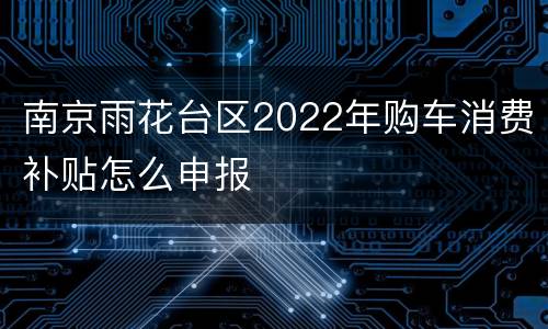南京雨花台区2022年购车消费补贴怎么申报