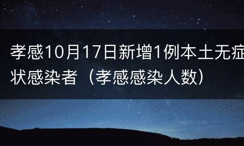 孝感10月17日新增1例本土无症状感染者（孝感感染人数）