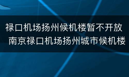 禄口机场扬州候机楼暂不开放 南京禄口机场扬州城市候机楼网上购票