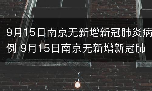 9月15日南京无新增新冠肺炎病例 9月15日南京无新增新冠肺炎病例