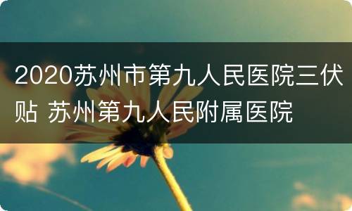 2020苏州市第九人民医院三伏贴 苏州第九人民附属医院