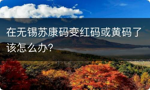 在无锡苏康码变红码或黄码了该怎么办？