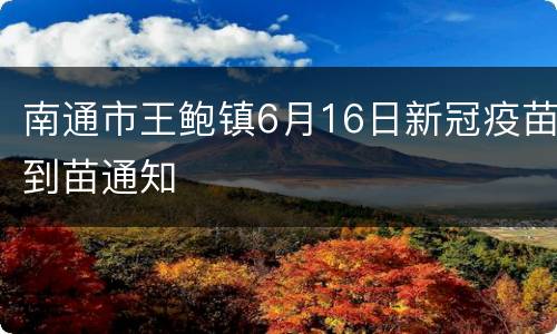 南通市王鲍镇6月16日新冠疫苗到苗通知