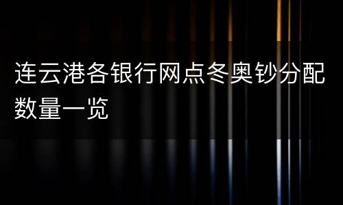 连云港各银行网点冬奥钞分配数量一览
