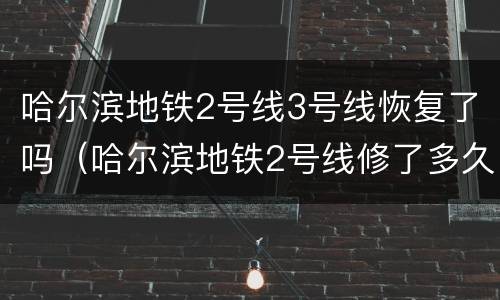 哈尔滨地铁2号线3号线恢复了吗（哈尔滨地铁2号线修了多久）