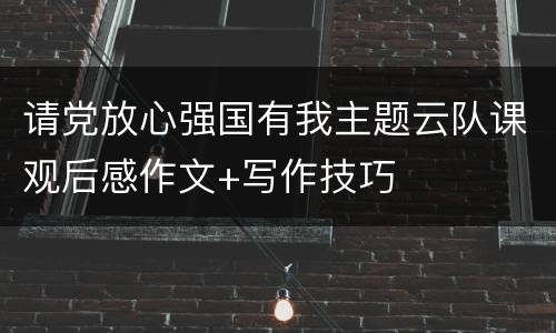 请党放心强国有我主题云队课观后感作文+写作技巧