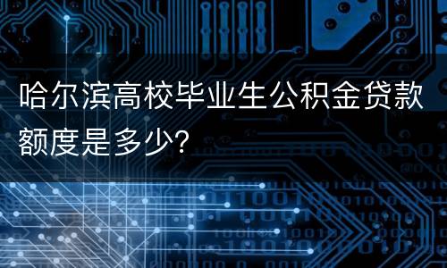 哈尔滨高校毕业生公积金贷款额度是多少？
