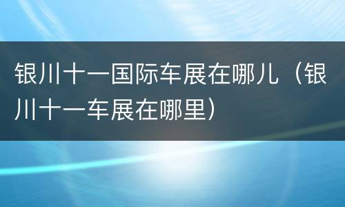 银川十一国际车展在哪儿（银川十一车展在哪里）