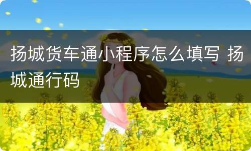 扬城货车通小程序怎么填写 扬城通行码