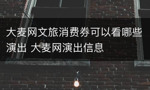 大麦网文旅消费券可以看哪些演出 大麦网演出信息