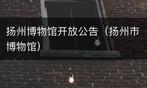 扬州博物馆开放公告（扬州市博物馆）
