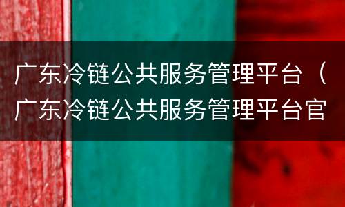 广东冷链公共服务管理平台（广东冷链公共服务管理平台官网）