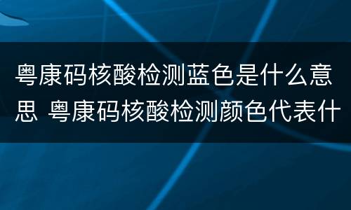 粤康码核酸检测蓝色是什么意思 粤康码核酸检测颜色代表什么