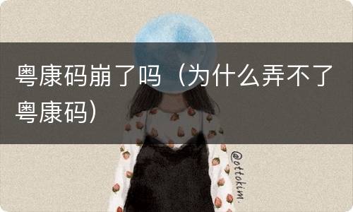 粤康码崩了吗（为什么弄不了粤康码）