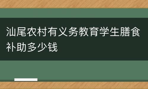 汕尾农村有义务教育学生膳食补助多少钱