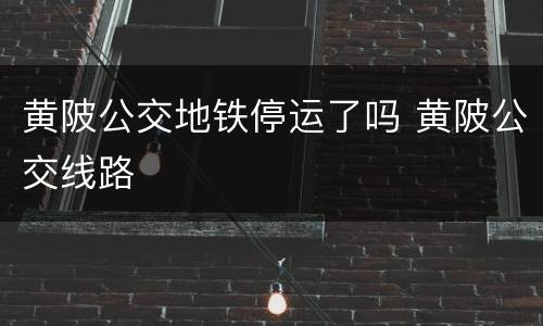 黄陂公交地铁停运了吗 黄陂公交线路