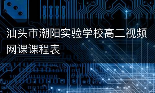 汕头市潮阳实验学校高二视频网课课程表
