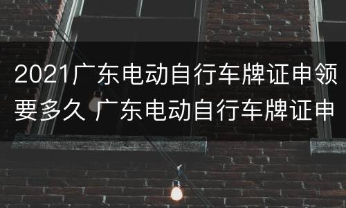 2021广东电动自行车牌证申领要多久 广东电动自行车牌证申领审核需要多少