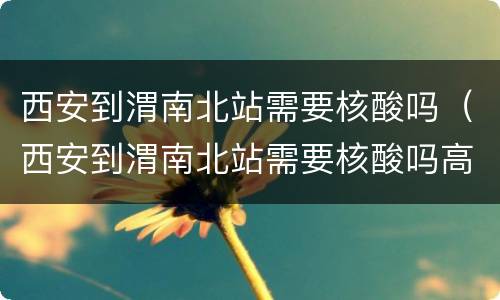 西安到渭南北站需要核酸吗（西安到渭南北站需要核酸吗高铁）