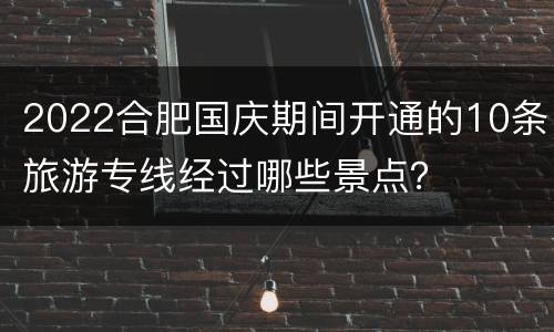 2022合肥国庆期间开通的10条旅游专线经过哪些景点？