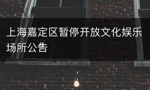 上海嘉定区暂停开放文化娱乐场所公告
