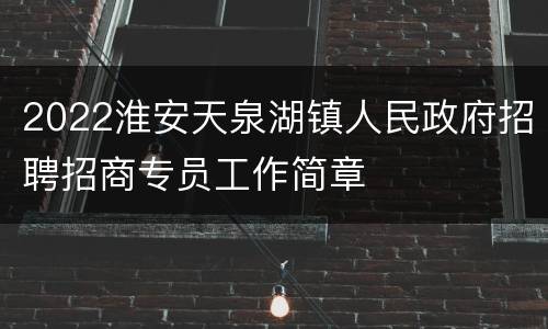 2022淮安天泉湖镇人民政府招聘招商专员工作简章