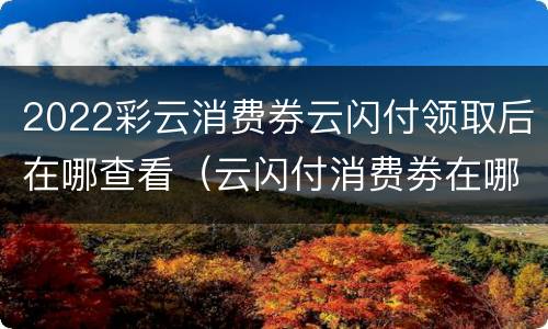 2022彩云消费券云闪付领取后在哪查看（云闪付消费劵在哪）