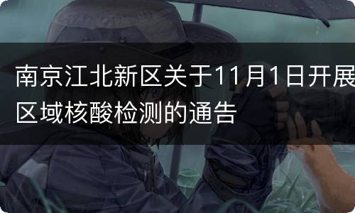 南京江北新区关于11月1日开展区域核酸检测的通告