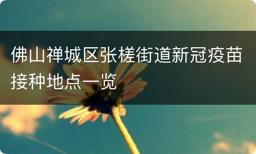 佛山禅城区张槎街道新冠疫苗接种地点一览