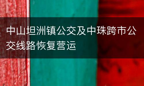 中山坦洲镇公交及中珠跨市公交线路恢复营运