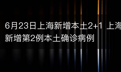 6月23日上海新增本土2+1 上海新增第2例本土确诊病例