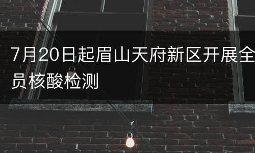 7月20日起眉山天府新区开展全员核酸检测