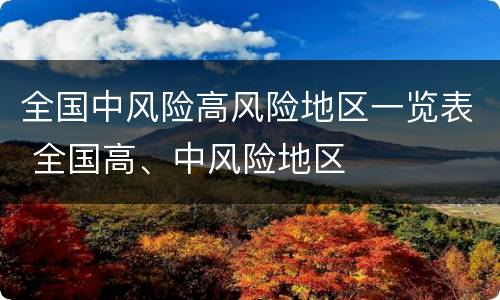 全国中风险高风险地区一览表 全国高、中风险地区