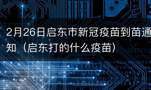 2月26日启东市新冠疫苗到苗通知（启东打的什么疫苗）