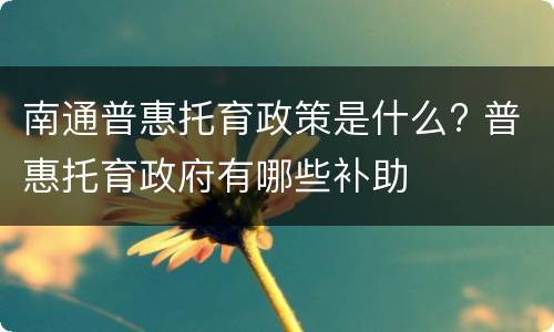 南通普惠托育政策是什么? 普惠托育政府有哪些补助