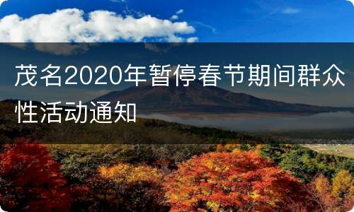 茂名2020年暂停春节期间群众性活动通知