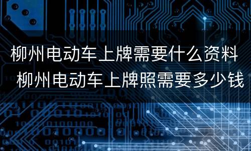 柳州电动车上牌需要什么资料 柳州电动车上牌照需要多少钱