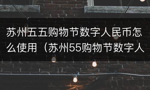苏州五五购物节数字人民币怎么使用（苏州55购物节数字人民币）