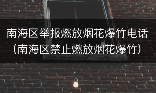 南海区举报燃放烟花爆竹电话（南海区禁止燃放烟花爆竹）